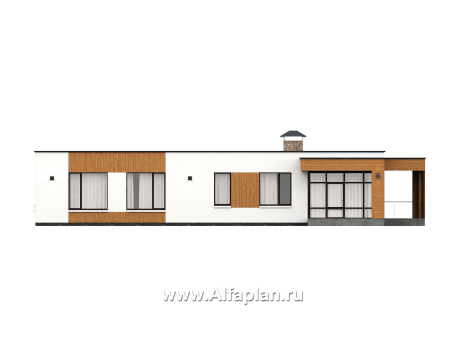«Финансист» - проект одноэтажного дома, планировка мастер спальня, с сауной и с террасой - превью фасада дома