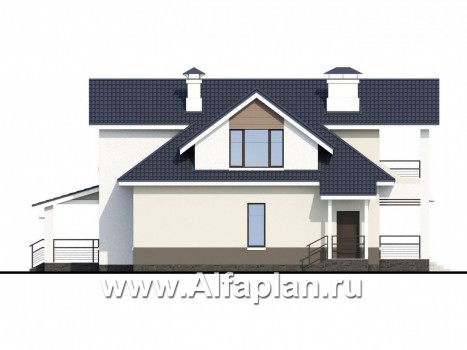 «Кластер Персея» - проект дома с мансардой, с террасой, планировка с двумя жилыми комнатами на 1 эт - превью фасада дома