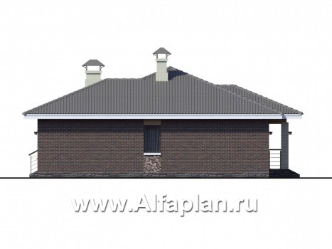 Проекты домов Альфаплан - «Леда» - одноэтажный дом с четырьмя комнатами и террасой - превью фасада №2