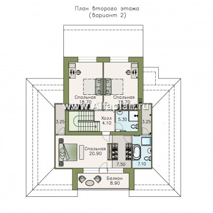 «Любвино» - проект дома с мансардой, с террасой и с биллиардной, в классическом стиле, русская усадьба - превью план дома