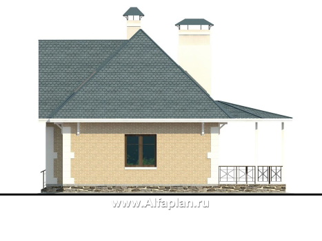 «Летний вечер» - проект небольшого дома с мансардой, с террасой и гаражом-навесом, в стиле эклектика - превью фасада дома