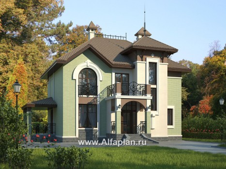 «Разумовский» - проект двухэтажного дома, с террасой, с балконом, в стиле модерн - превью дополнительного изображения №1