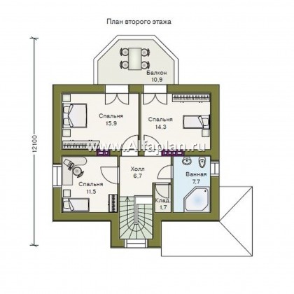 Проекты домов Альфаплан - «Шале Малек» - компактный загородный дом для небольшого участка - превью плана проекта №2