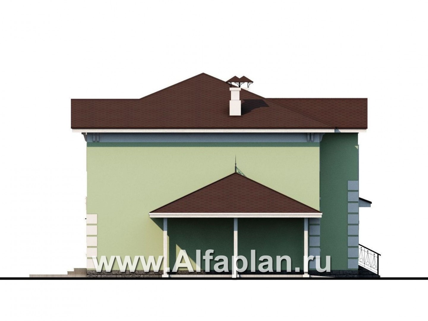 Проекты домов Альфаплан - «Кваренги» - коттедж с террасой и навесом для машины - изображение фасада №3