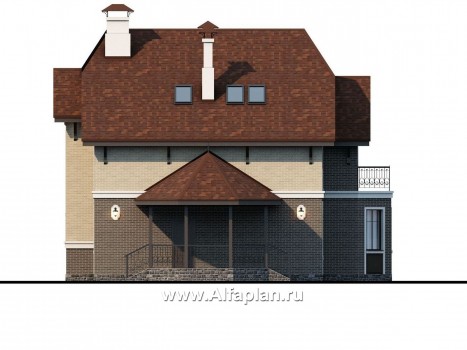 «Ясная поляна» - проект двухэтажного дома, планировка со спальней и кабинетом на 1 эт, с эркером и с гаражом на 1 авто - превью фасада дома