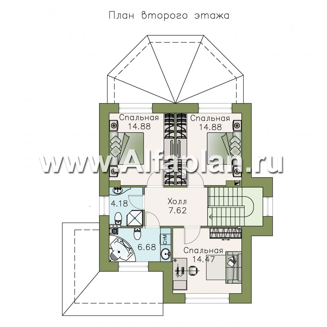 Проекты домов Альфаплан - «Фея сирени» — изящный дом для небольшого участка - изображение плана проекта №2