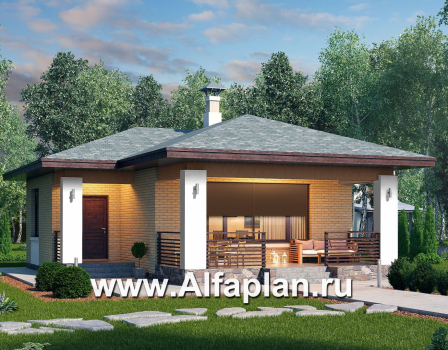 Проекты домов Альфаплан - «Виньон» - дачный дом с большой террасой - превью дополнительного изображения №1