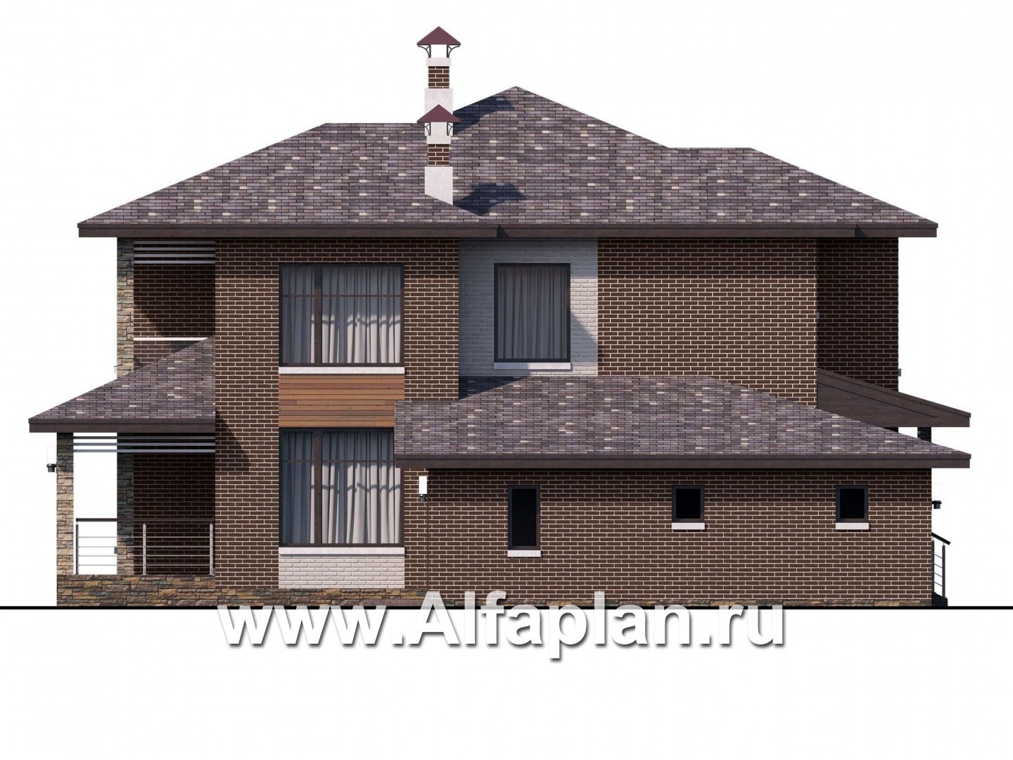 Проекты домов Альфаплан - «Эридан» - современный стильный дом с террасой и гаражом - изображение фасада №3