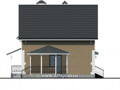 Проект дома с мансардой из газобетона «Оптима», с террасой и гаражом - превью фасада дома