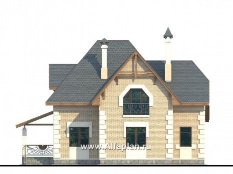 «Клио» - красивый проект дома с мансардой, с эркером и с террасой - превью фасада дома