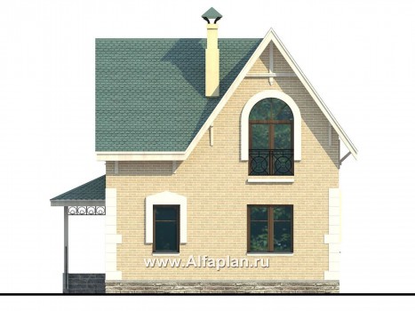 Проекты домов Альфаплан - Дом из газобетона «Оптима» для загородного отдыха - превью фасада №4