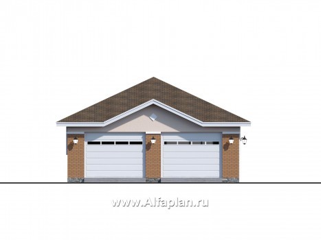 Проект гаража, на 2 авто, с кладовой и дровником - превью фасада дома