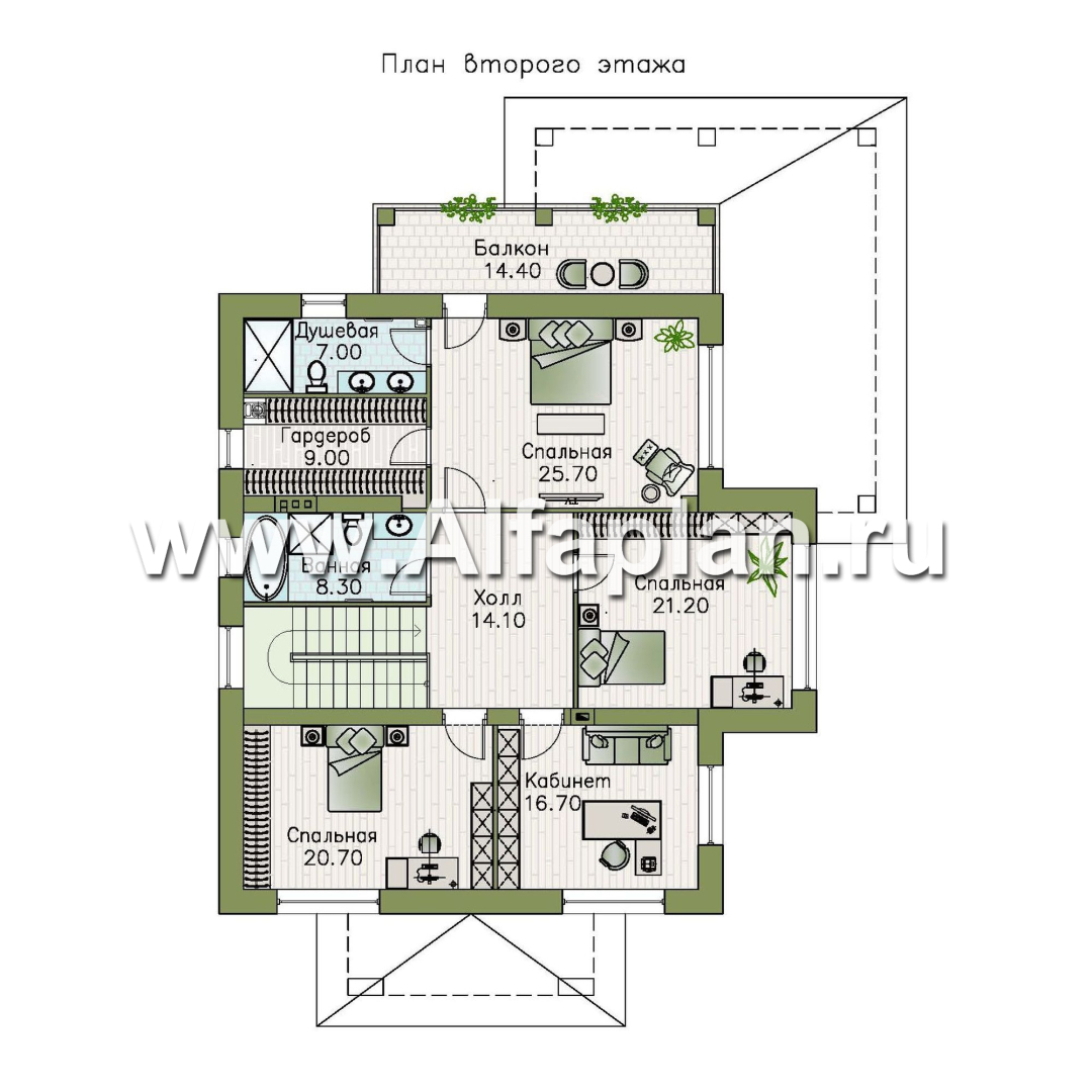 Проекты домов Альфаплан - «Отражение» - двухэтажный дом для большой семьи - изображение плана проекта №2