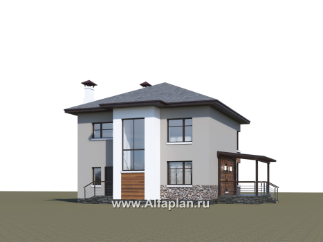 «Печора» - проект двухэтажного дома, в современном стиле, с сауной и с террасой, мастер спальня - превью дополнительного изображения №6