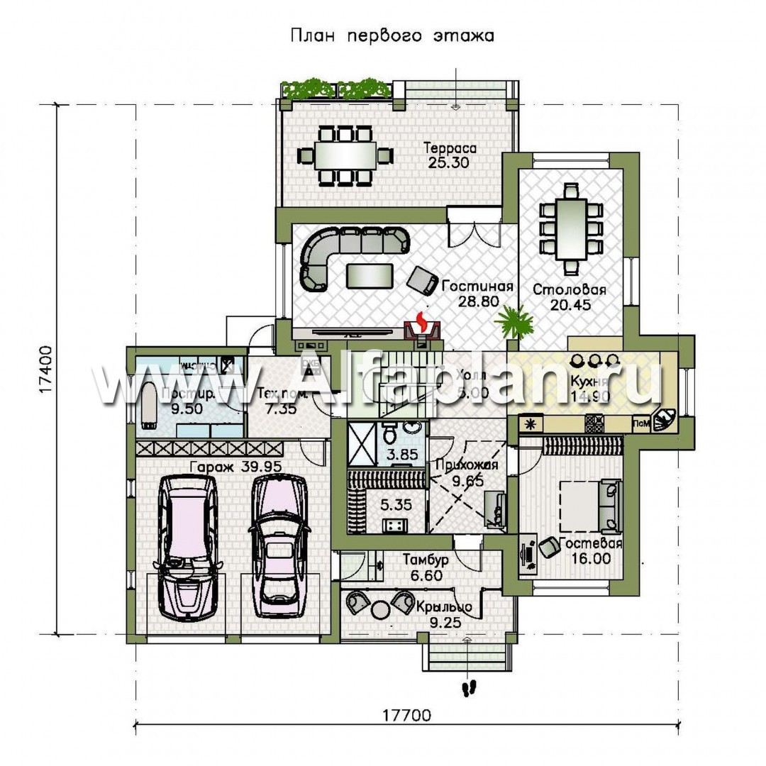 «Монтекки» - проект двухэтажного дома, с террасой и гаражом на 2 авто, в немецком стиле, баварская кладка - план дома
