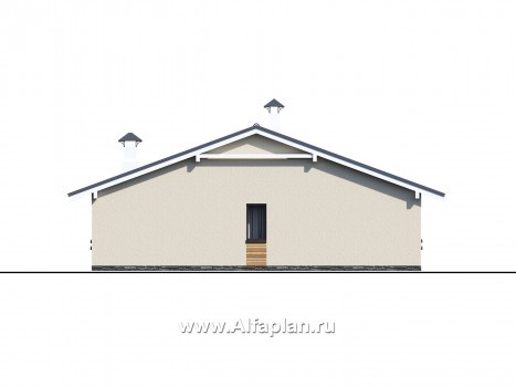 Проекты домов Альфаплан - «Вектор Плюс» - одноэтажный дом с тремя спальнями, террасой и сауной - превью фасада №3