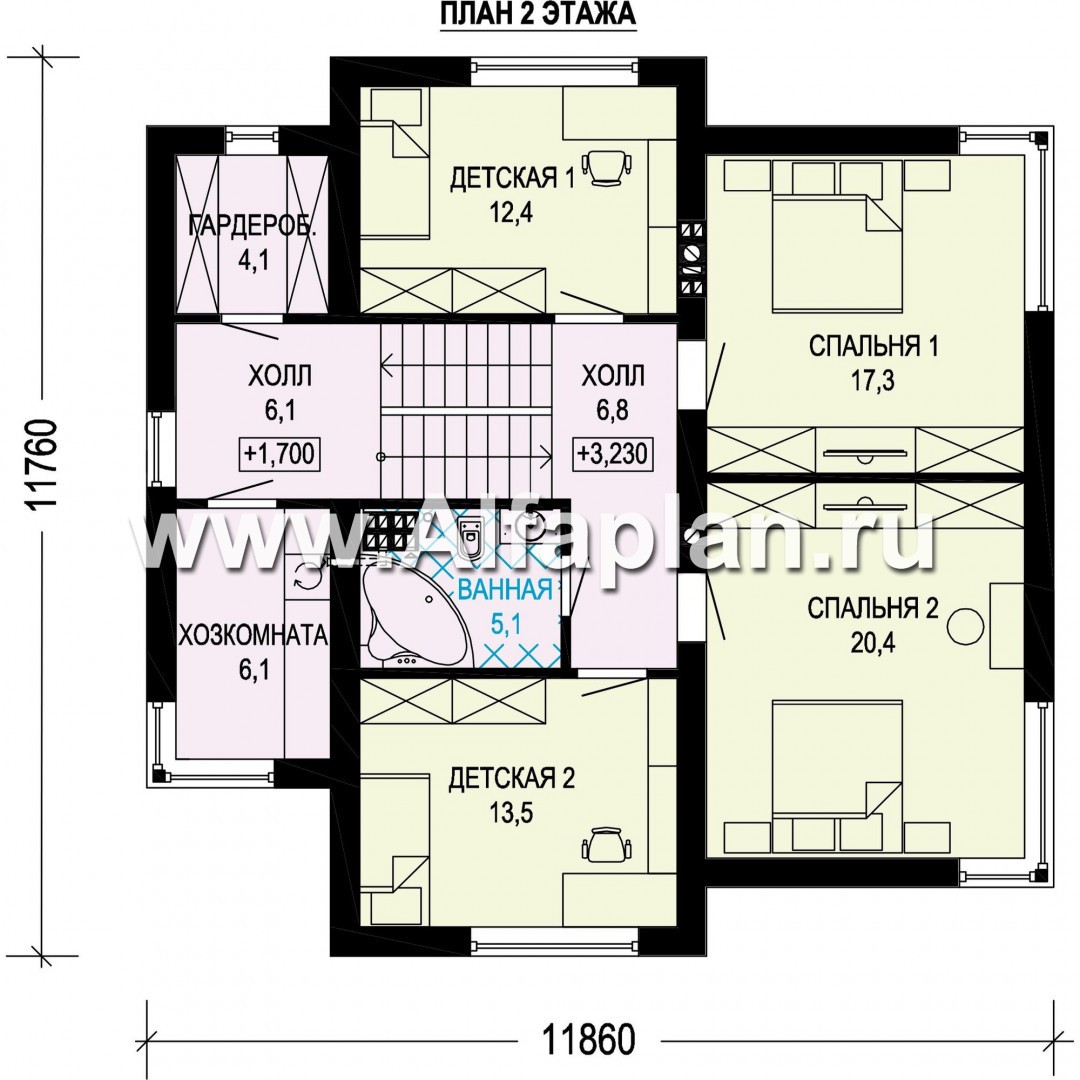 Проект трехэтажного дома, с гаражом на 2 авто в цоколе на уровне земли, в современном стиле - план дома