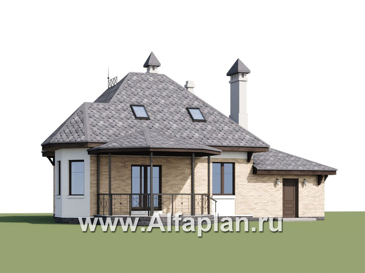 Проекты домов Альфаплан - «Душечка» - небольшой дом с мансардой и гаражом - дополнительное изображение №1