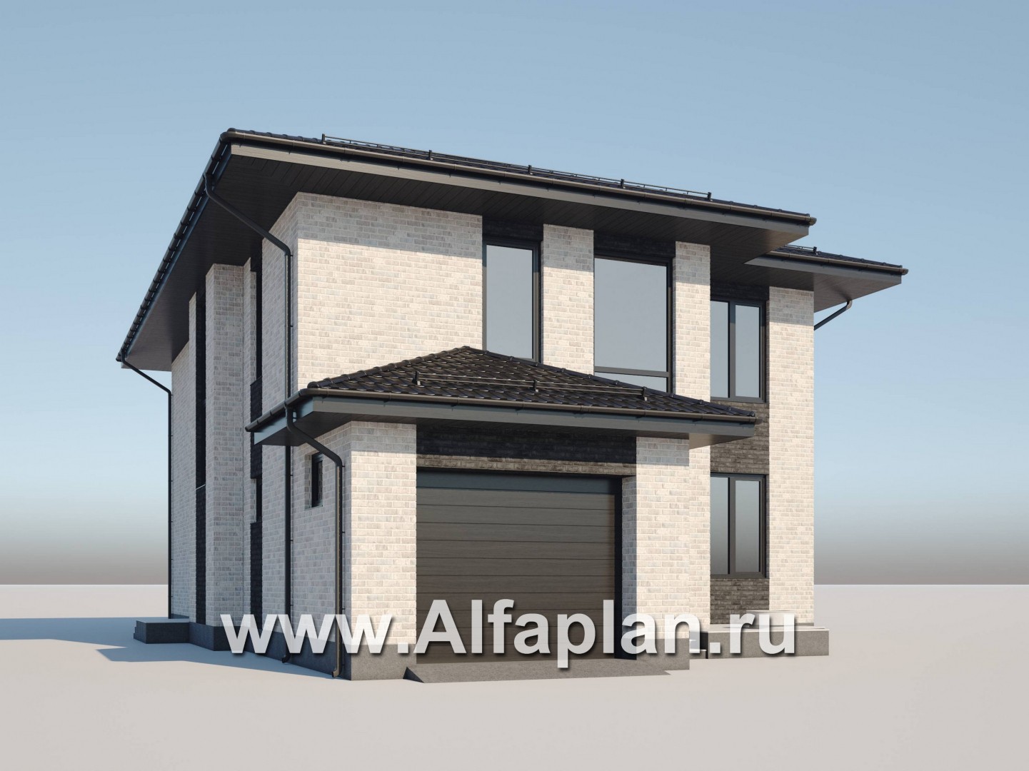 Проекты домов Альфаплан - Двухэтажный дом из газобетона с гаражом - дополнительное изображение №2
