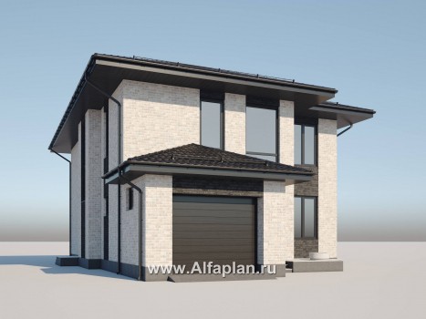 Проекты домов Альфаплан - Двухэтажный дом из газобетона с гаражом - превью дополнительного изображения №2