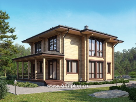 Проекты домов Альфаплан - Проект двухэтажного дома из клееного бруса - превью дополнительного изображения №1