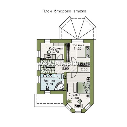 Проекты домов Альфаплан - Проект двухэтажного дома с эркером - превью плана проекта №2