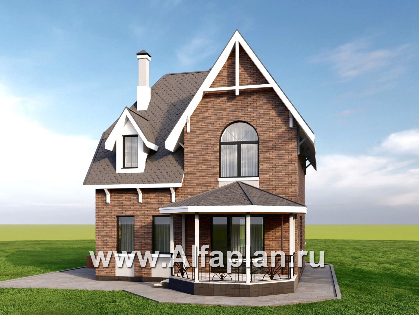 Проекты домов Альфаплан - Проект двухэтажного дома с эркером - дополнительное изображение №2