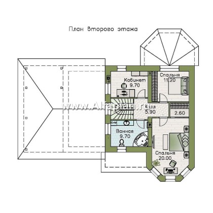 Проекты домов Альфаплан - Проект двухэтажного дома с эркером и гаражом - превью плана проекта №2
