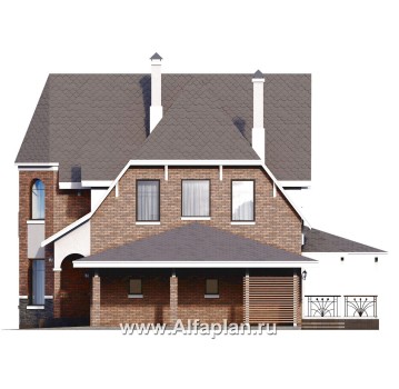 Проекты домов Альфаплан - Проект двухэтажного дома с эркером и гаражом - превью фасада №2