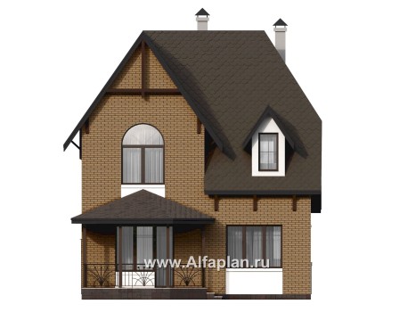 Проекты домов Альфаплан - Проект двухэтажного дома с эркером - превью фасада №4