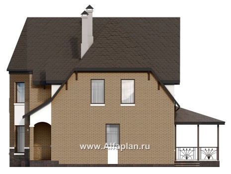 Проекты домов Альфаплан - Проект двухэтажного дома с эркером - превью фасада №2
