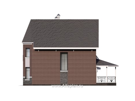 Проекты домов Альфаплан - Проект двухэтажного дома с эркером и гаражом - превью фасада №2