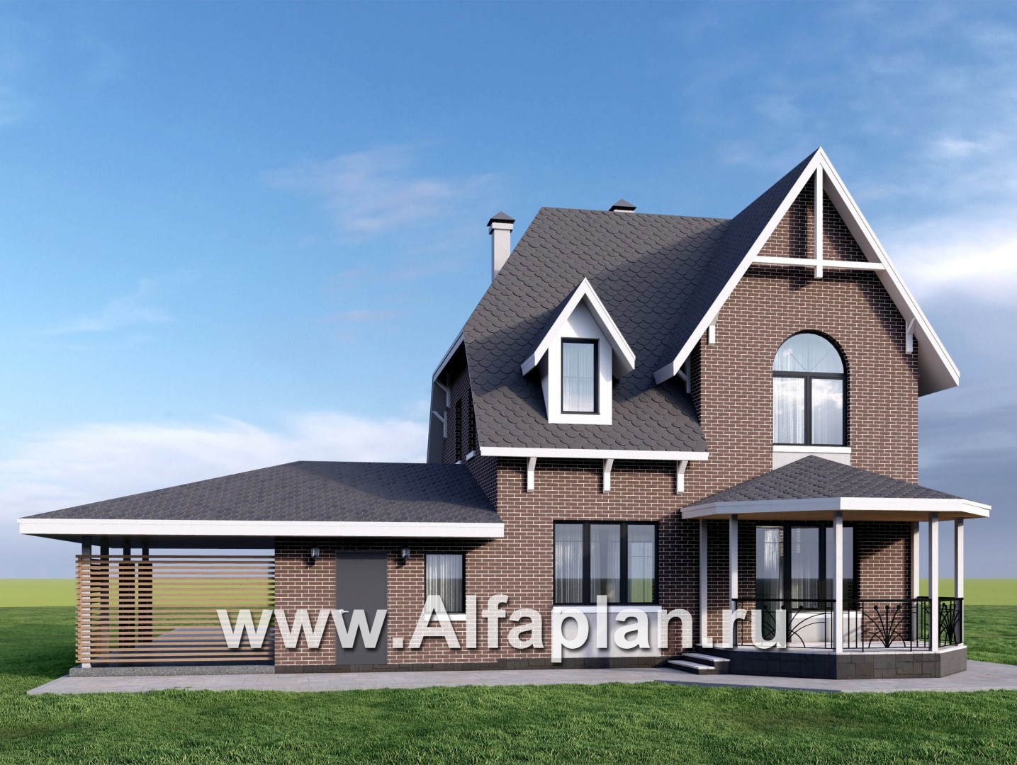 Проекты домов Альфаплан - Проект двухэтажного дома с эркером и гаражом - дополнительное изображение №3