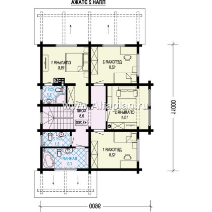 Проекты домов Альфаплан - Проект двухэтажного дома из клееного бруса - превью плана проекта №2