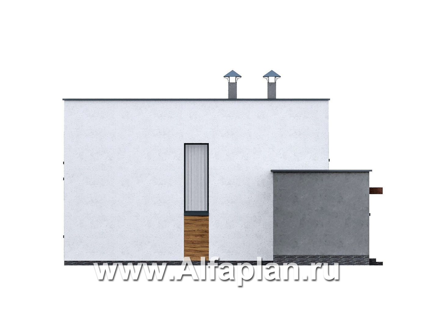 «Коронадо» - проект дома, 2 этажа, с террасой сбоку и плоской крышей, мастер спальня, в стиле хай-тек - фасад дома