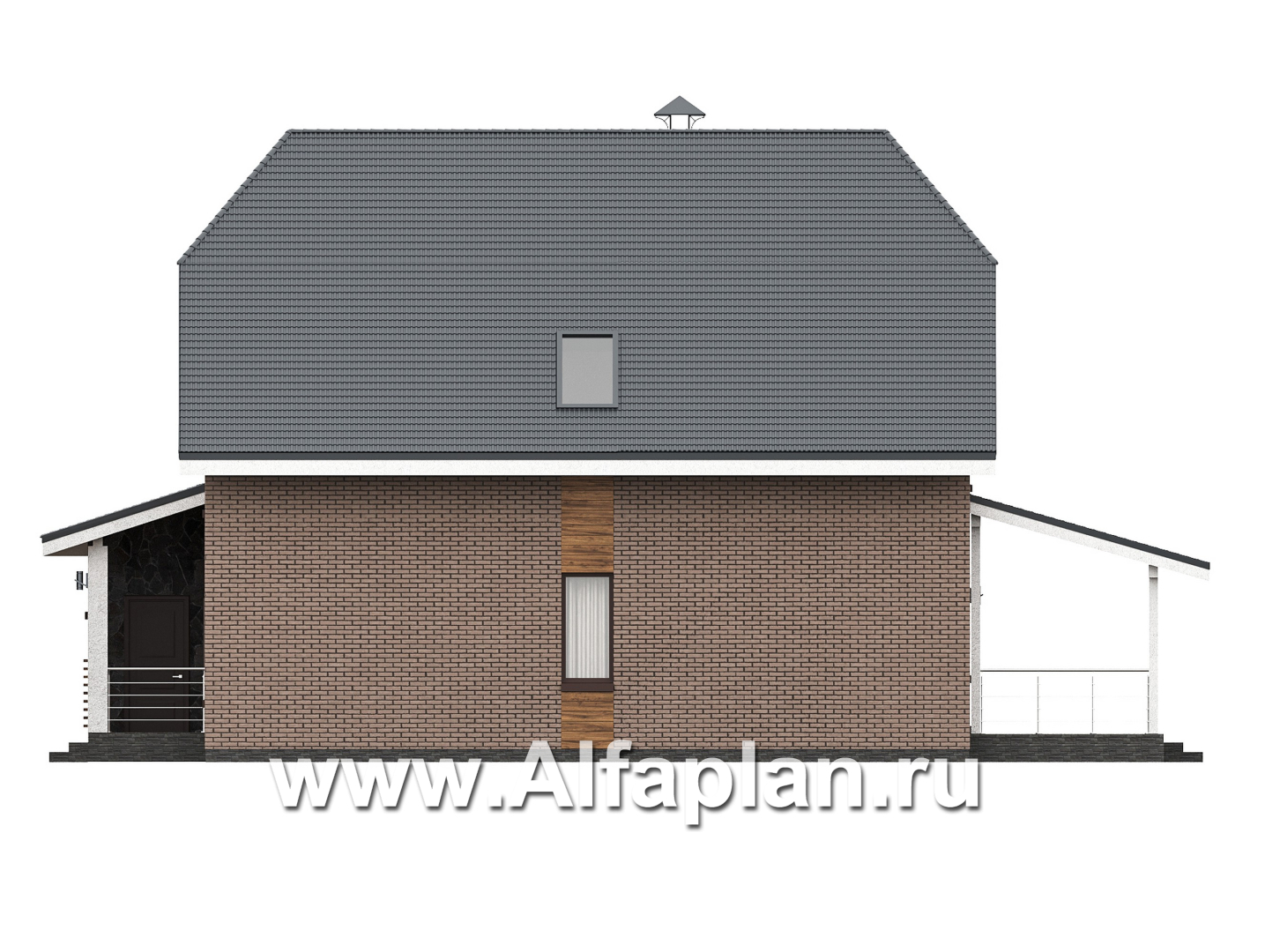 «Династия» - проект дома с мансардой, с террасой, мастер спальня - фасад дома