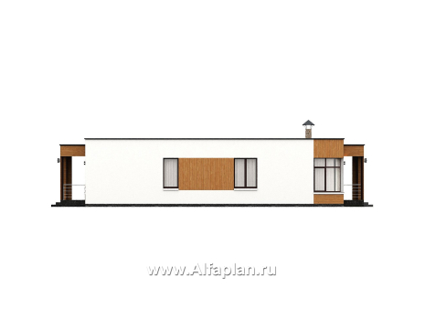 «Финансист» - проект одноэтажного дома, планировка мастер спальня, с сауной и с террасой  - превью фасада дома