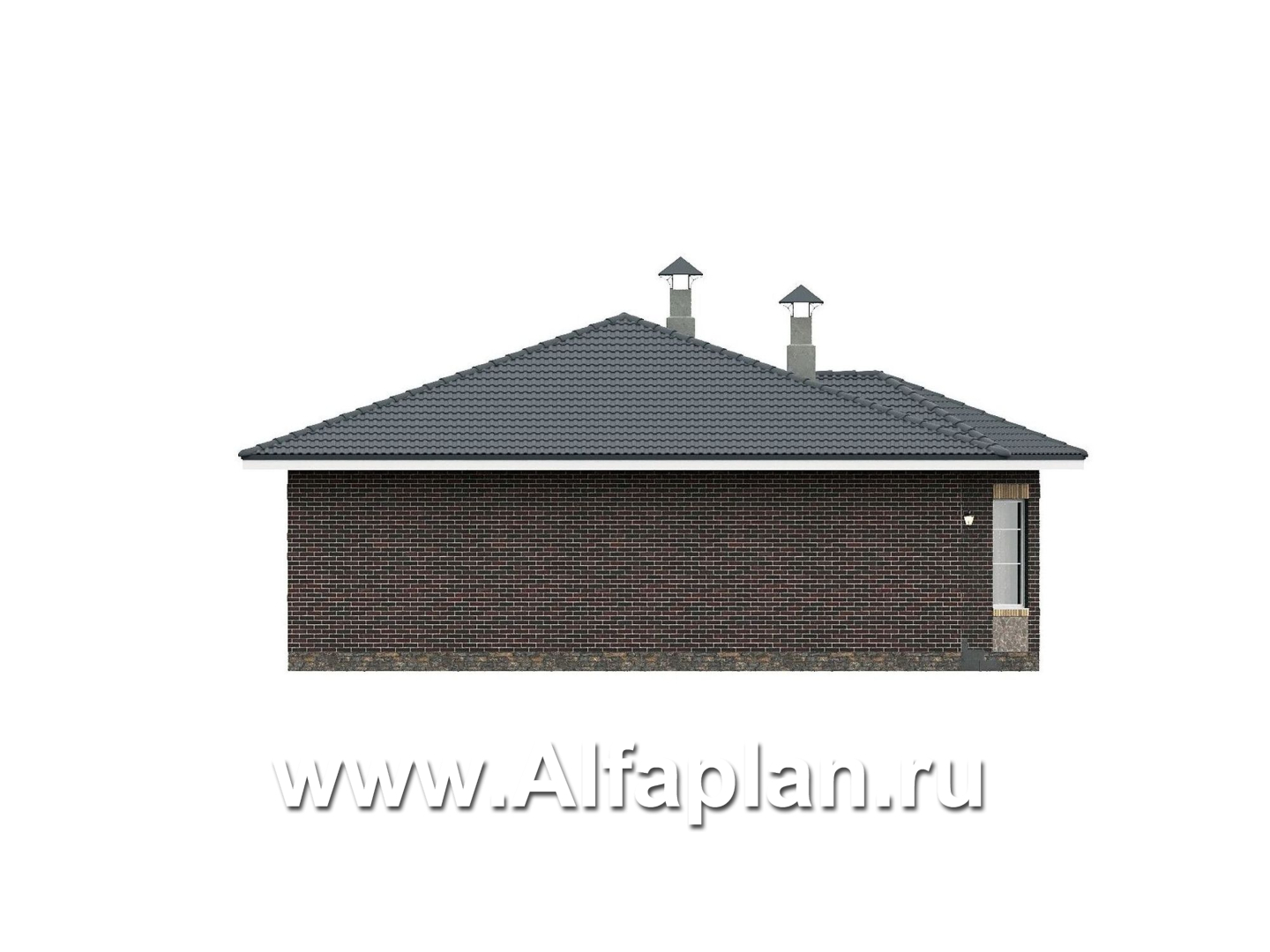 «Розенхайм» - проект одноэтажного дома в баварском стиле, планировка гостиная с эркером, кабинет и 2 спальни, с террасой  - фасад дома