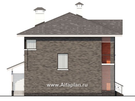 Проекты домов Альфаплан - Кирпичный дом «Серебро» для небольшой семьи - превью фасада №3