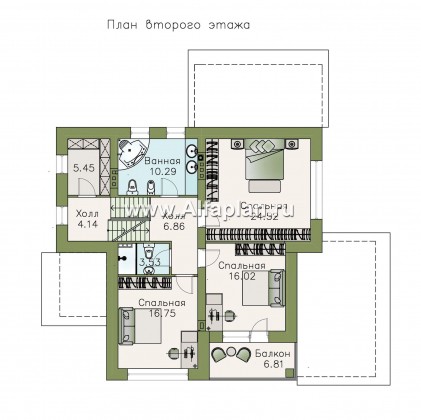 Проекты домов Альфаплан - «Линия горизонта» - современный коттедж с гаражом в цоколе - превью плана проекта №3
