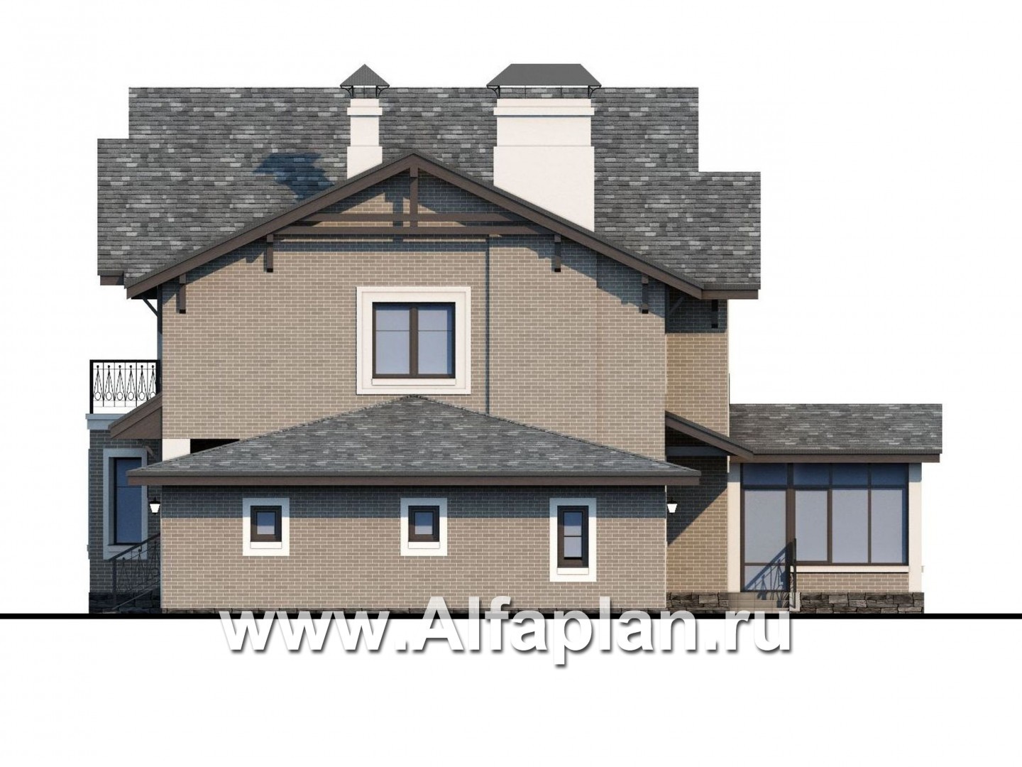 Проекты домов Альфаплан - «Бригантина» - коттедж с компактным планом и гаражом - изображение фасада №2