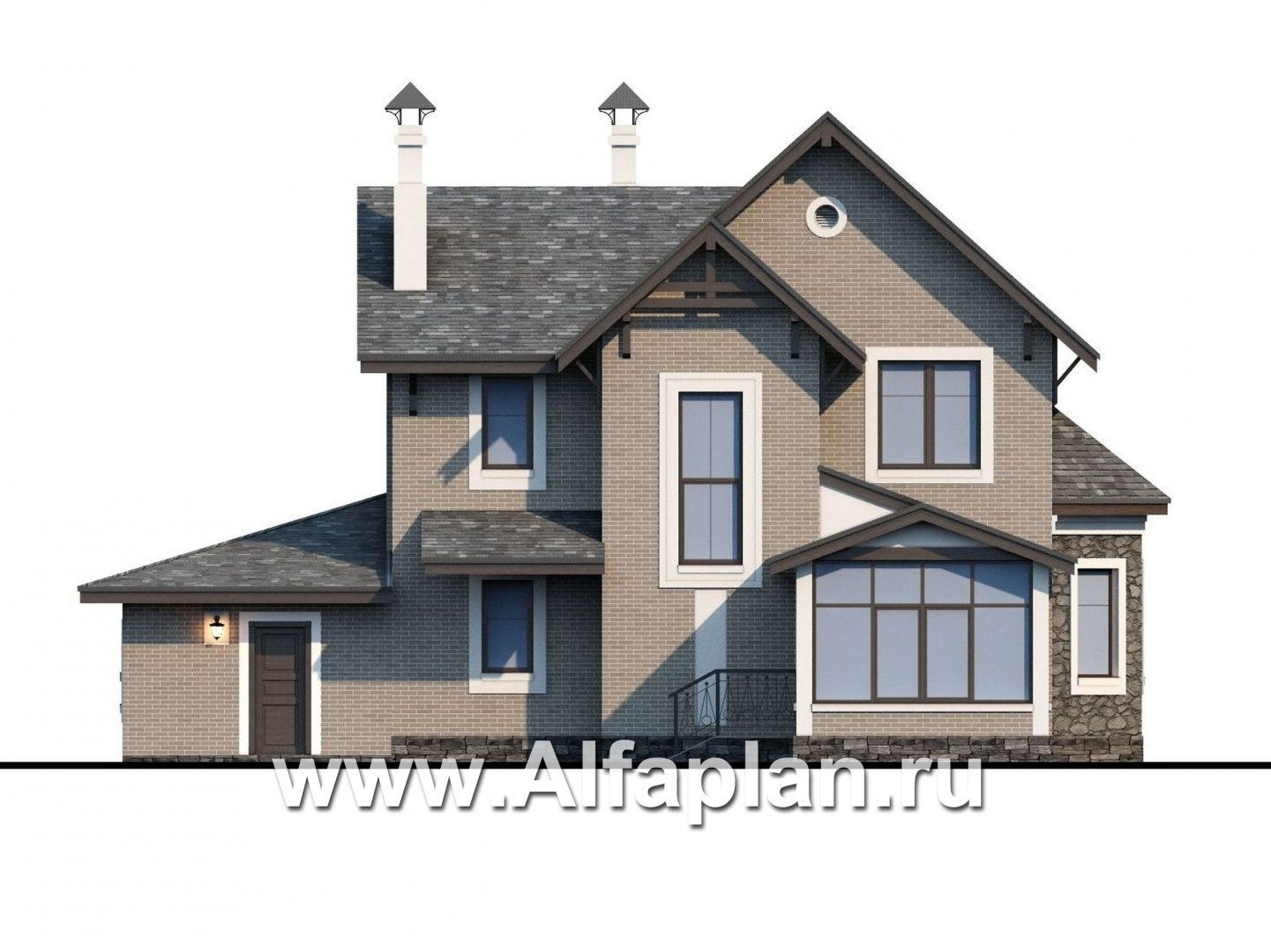Проекты домов Альфаплан - «Бригантина» - коттедж с компактным планом и гаражом - изображение фасада №4
