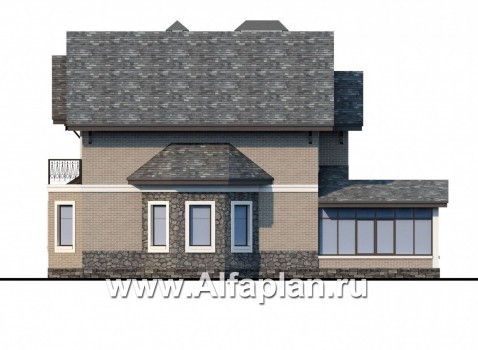«Бригантина» - проект двухэтажного дома, с эркером и с террасой, с гаражом - превью фасада дома