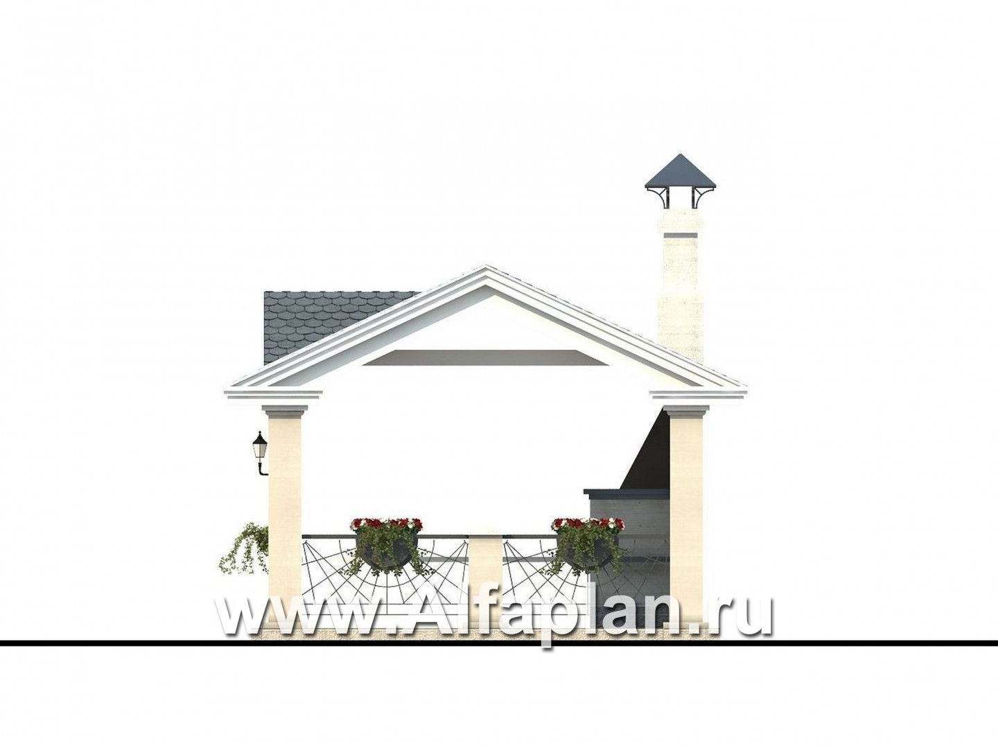 Проекты домов Альфаплан - Беседка-павильон с камином - изображение фасада №2