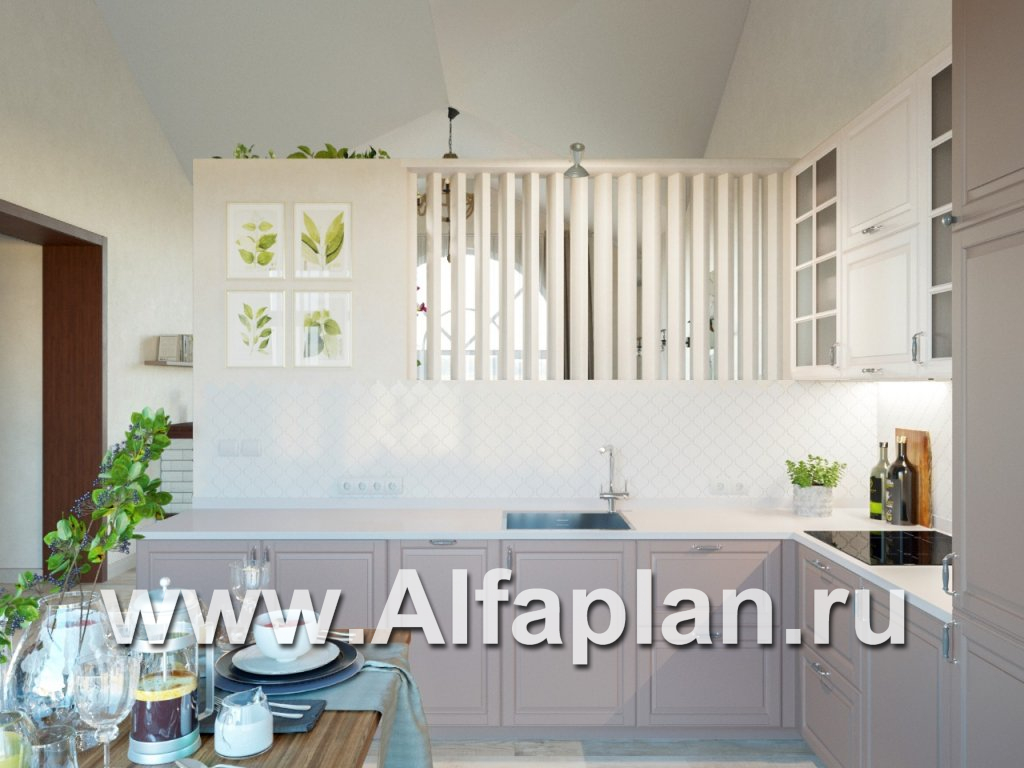 «Мельпомена» - красивый дом, проект одноэтажного коттеджа, с террасой, в русском стиле - дизайн дома №4