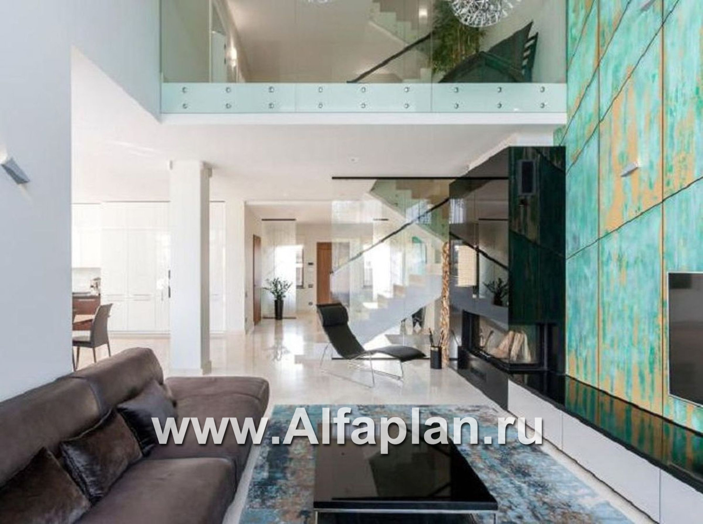 Проекты домов Альфаплан - «Современник» - коттедж с панорамными окнами - дополнительное изображение №3