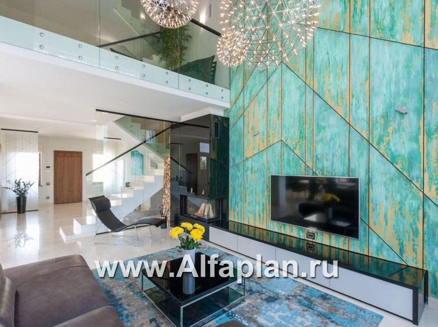 Проекты домов Альфаплан - «Современник» - коттедж с панорамными окнами - дополнительное изображение №4