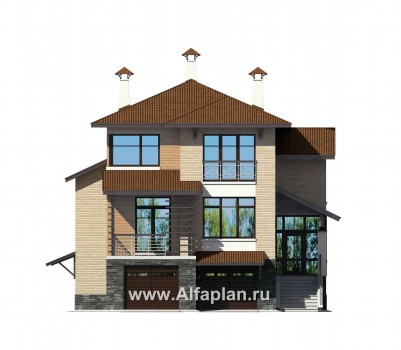 Проекты домов Альфаплан - «Светлая жизнь» - современный дом с большими окнами - превью фасада №1