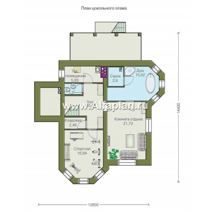 Проекты домов Альфаплан - «Лаура»- трехэтажный загородный дом с террасой - превью плана проекта №1