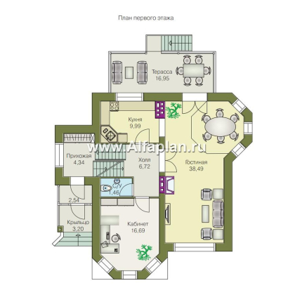 Проекты домов Альфаплан - «Лаура»- трехэтажный загородный дом с террасой - превью плана проекта №2